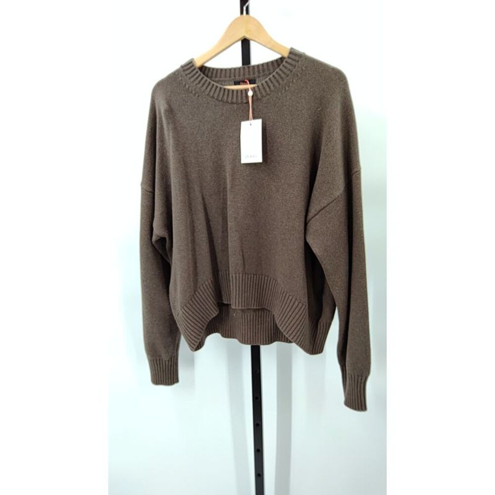 Quince Womens 100% Organic Cotton Crew Sweater Heather Brown XL